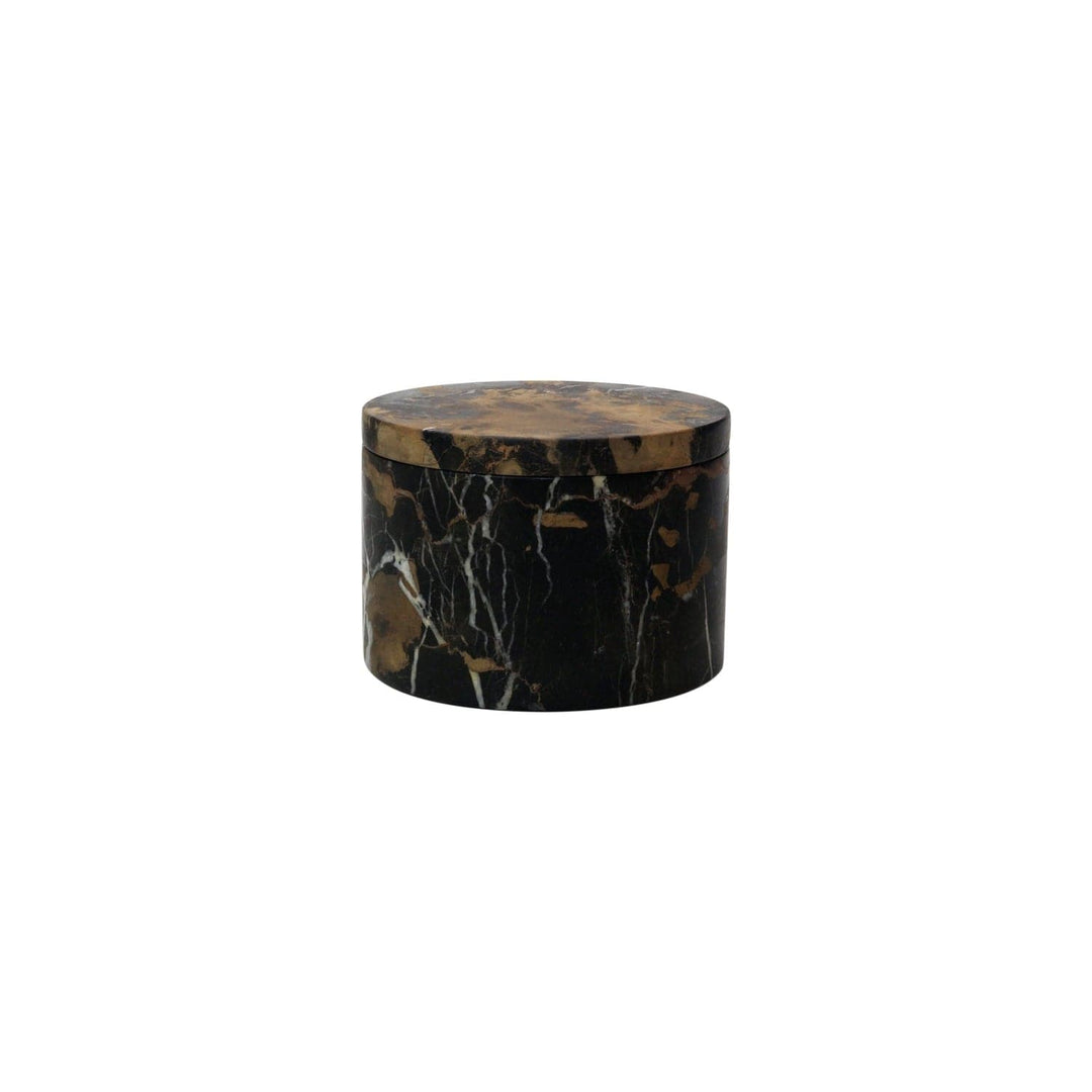 Eirenne Collection Lidded Box 4″-Marble Crafter-MC-BX56-BG-Baskets & BoxesBlack & Gold-1-France and Son