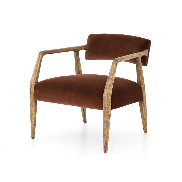 Tyler Arm Chair-Four Hands-FH-CABT-42A-358-Lounge ChairsBurnt Auburn Velvet-2-France and Son