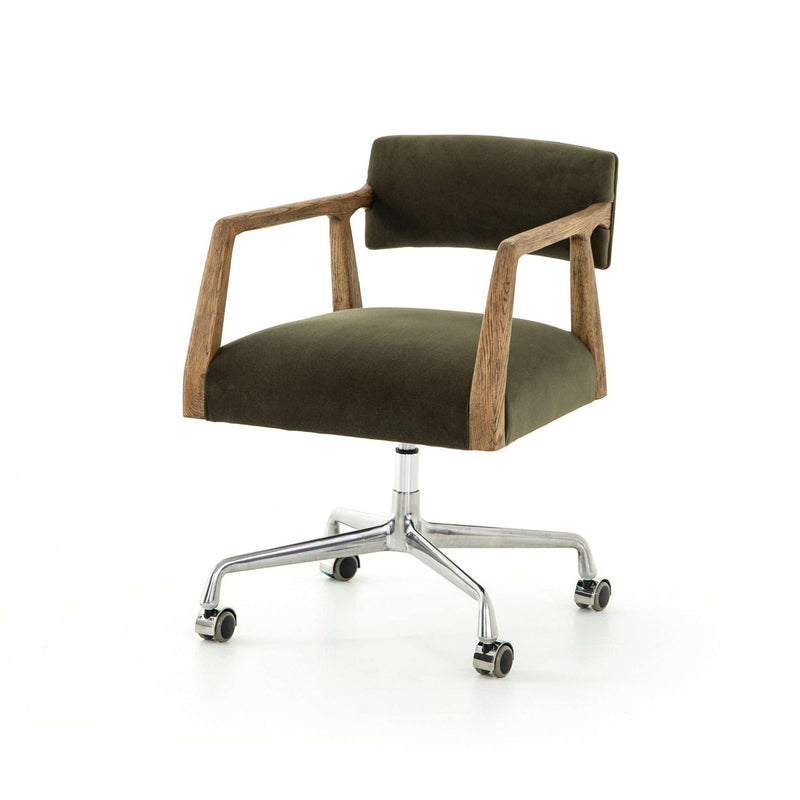 Tyler Desk Chair-Four Hands-FH-105588-010-Task ChairsModern Velvet Loden / Distressed Nettlewood-10-France and Son
