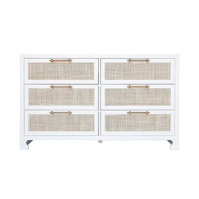 Carla Six Drawer Chest-Worlds Away-WORLD-CARLA WH-DressersMatte White Lacquer-3-France and Son