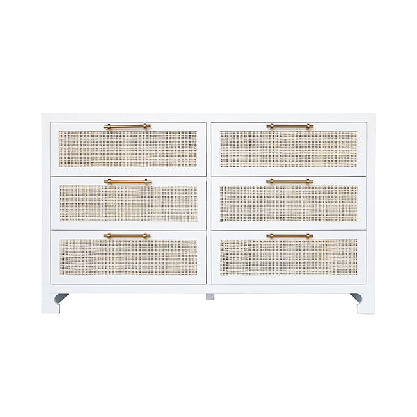 Carla Six Drawer Chest-Worlds Away-WORLD-CARLA WH-DressersMatte White Lacquer-3-France and Son