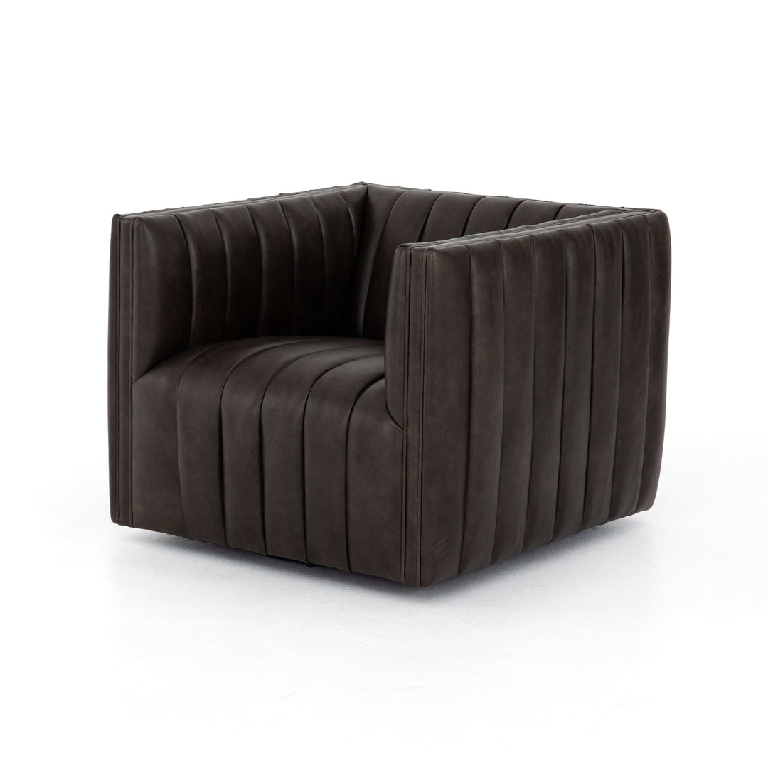 Augustine Swivel Chair-Four Hands-FH-105768-014-Lounge ChairsDeacon Wolf Leather-6-France and Son