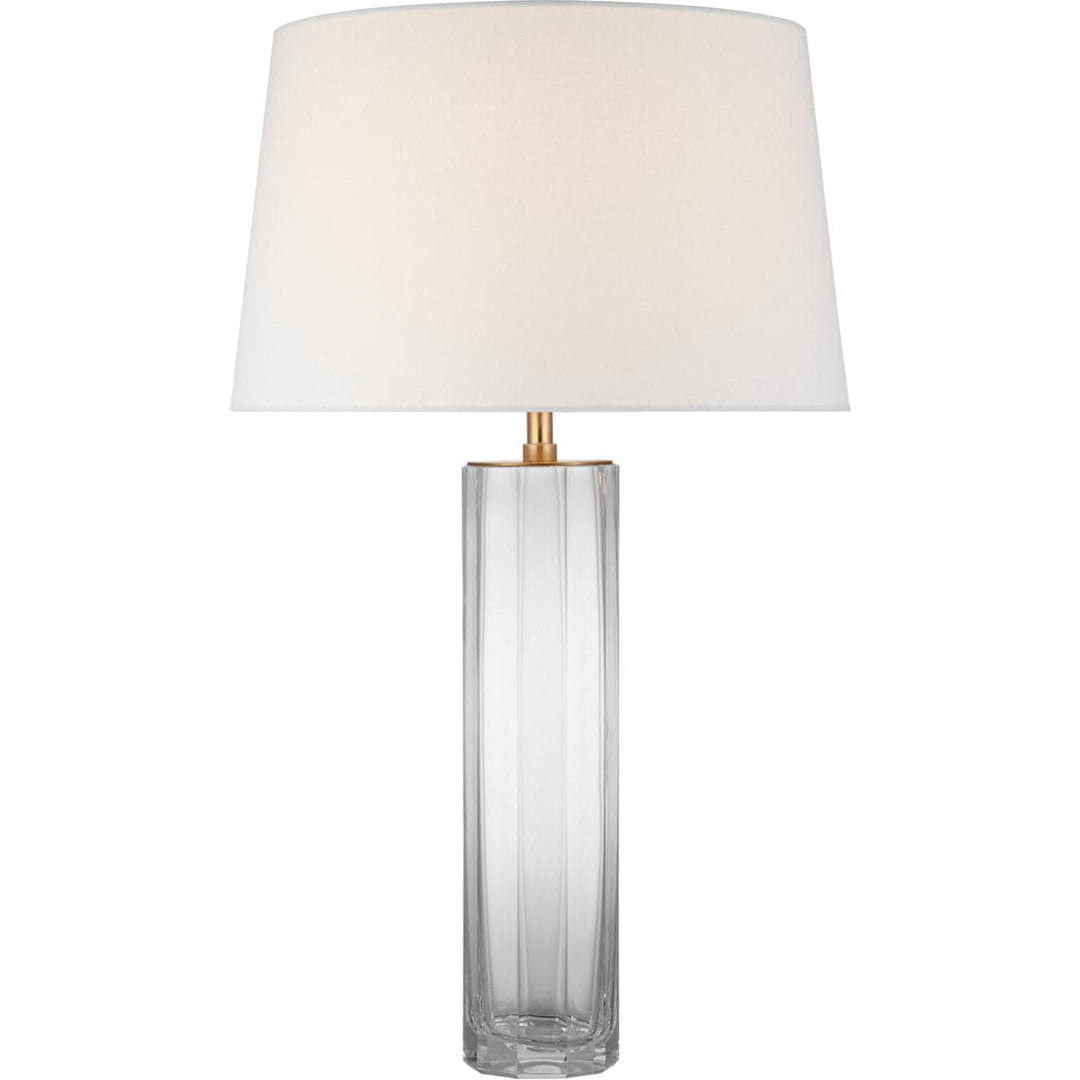 Freeya Large Table Lamp-Visual Comfort-VISUAL-CHA 8435CG-L-Table LampsClear Glass with Linen Shade-1-France and Son