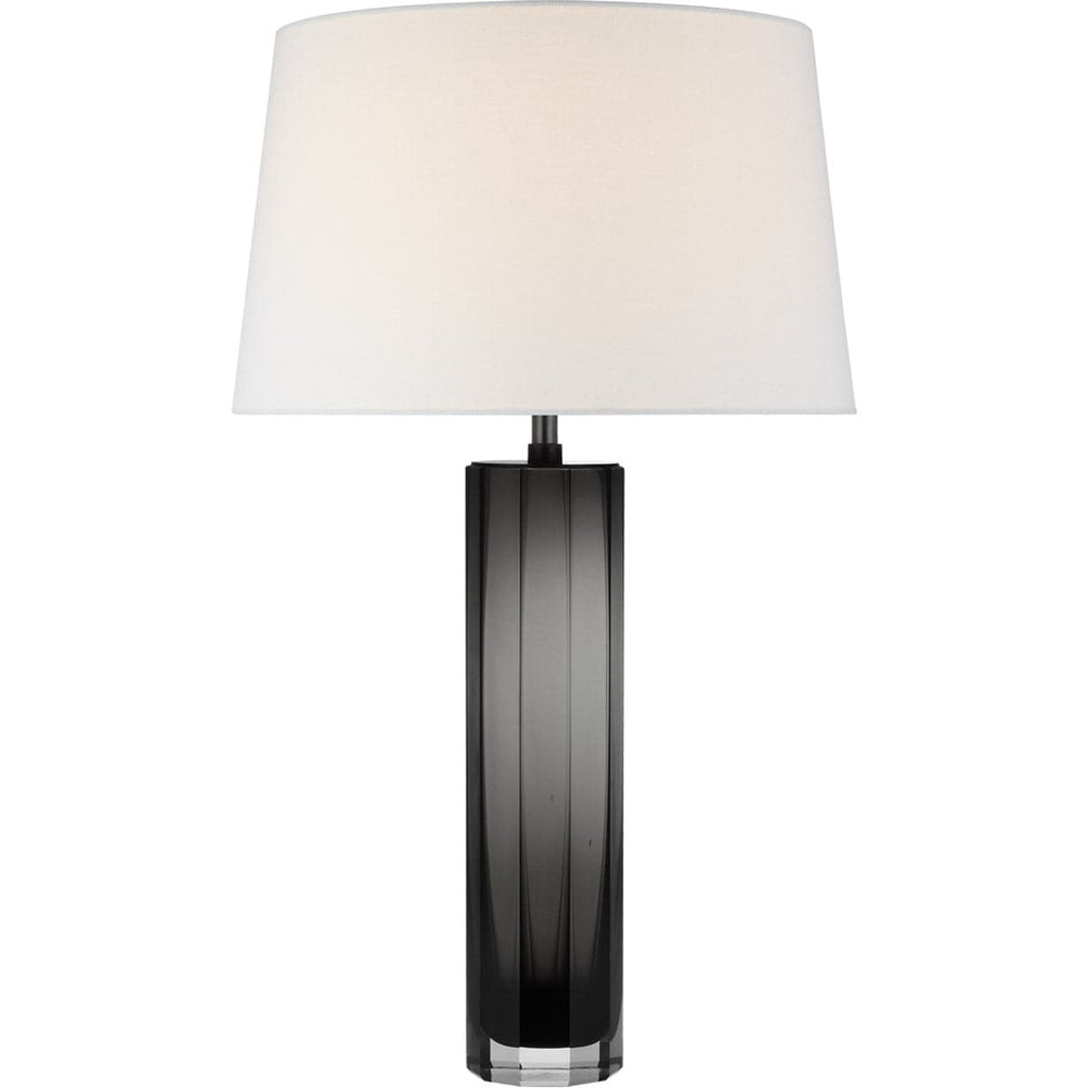 Freeya Large Table Lamp-Visual Comfort-VISUAL-CHA 8435SMG-L-Table LampsSmoked Glass with Linen Shade-2-France and Son