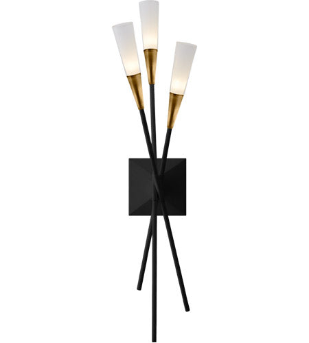 Sloane Triple Tail Sconce-Visual Comfort-VISUAL-CHD 2602BLK-Wall LightingMatte Black and Brass-4-France and Son