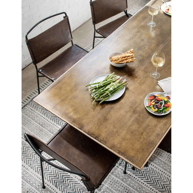 Spider Dining Table-Four Hands-FH-CIMP-105-Dining Tables79"-Bright Brass Clad-Light Rustic Black-4-France and Son