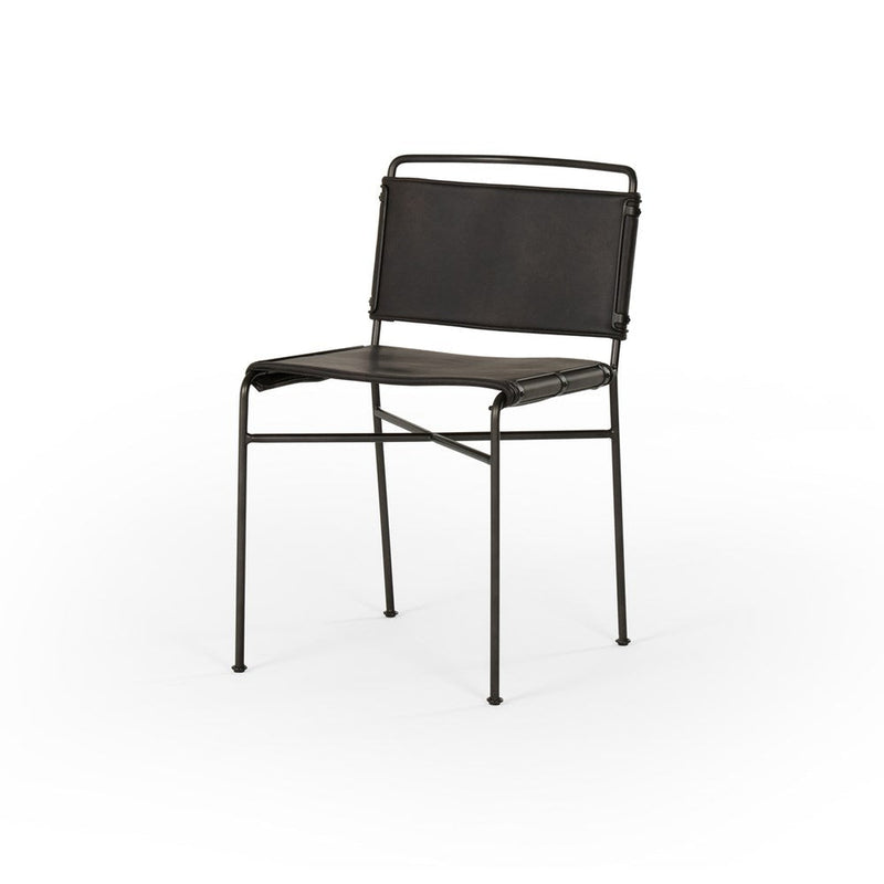 Wharton Dining Chair-Four Hands-FH-CIRD-20137-405-Dining ChairsDistressed Black Faux Leather-19-France and Son