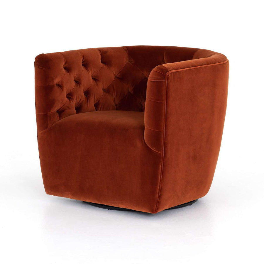 Hanover Tufted Swivel Chair-Four Hands-FH-CKEN-269-622-Lounge ChairsSapphire Rust-1-France and Son