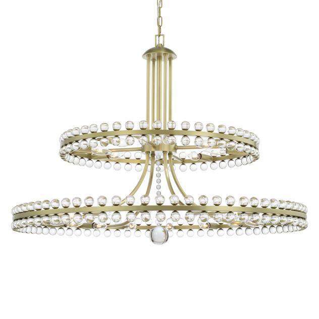 Clover 24 Light Two Tier Chandelier-Crystorama Lighting Company-CRYSTO-CLO-8890-AG-ChandeliersAged Brass-1-France and Son