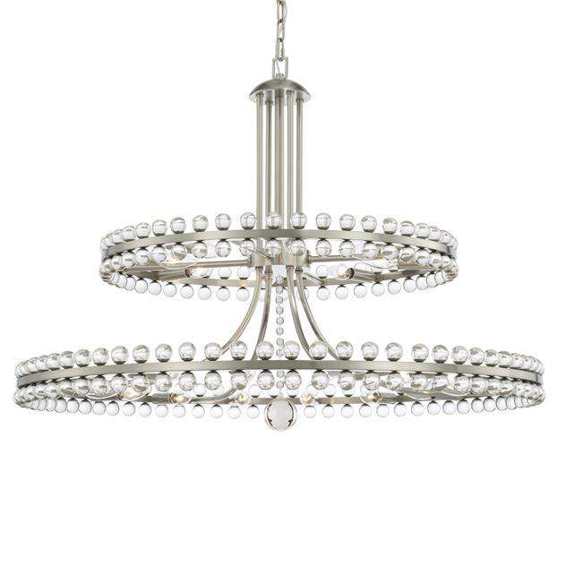 Clover 24 Light Two Tier Chandelier-Crystorama Lighting Company-CRYSTO-CLO-8890-BN-ChandeliersBrushed Nickel-2-France and Son