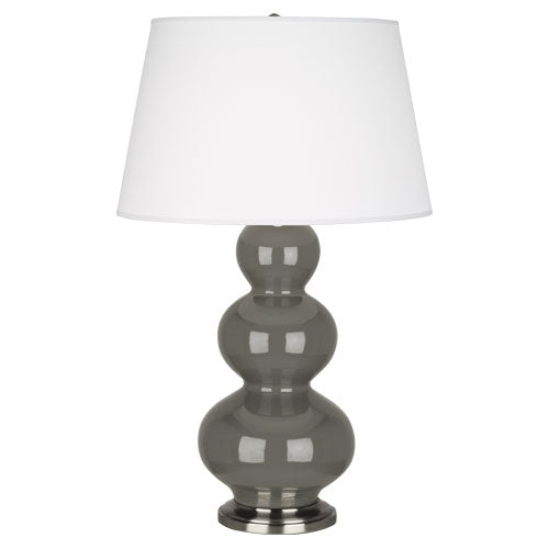 Triple Gourd Table Lamp - Antique Silver 32.75"H-Robert Abbey Fine Lighting-ABBEY-CR42X-Table LampsAsh-4-France and Son