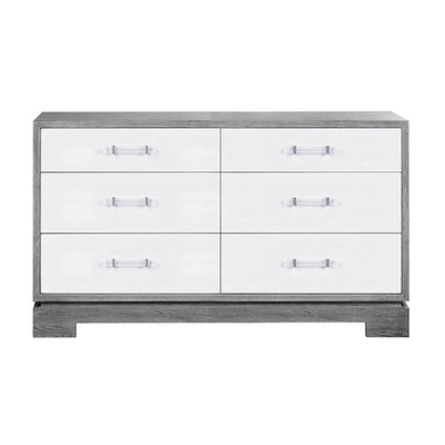 Crawford 6 Drawer Chest with Acrylic & Nickel Hardware-Worlds Away-WORLD-CRAWFORD CON-DressersCerused Oak-8-France and Son