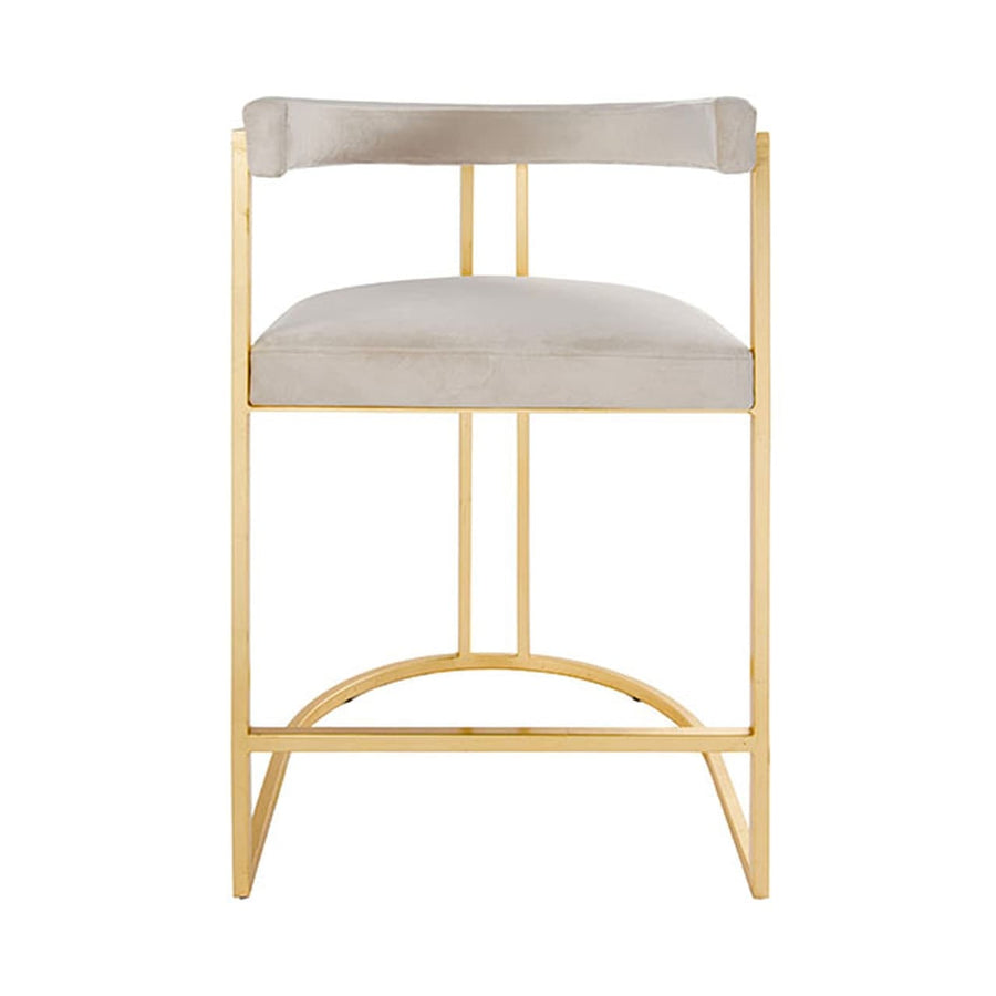 Cromwell Barrel Back Counter Stool-Worlds Away-WORLD-CROMWELL GCRM-Bar StoolsGOLD LEAF-IVORY VELVET-1-France and Son