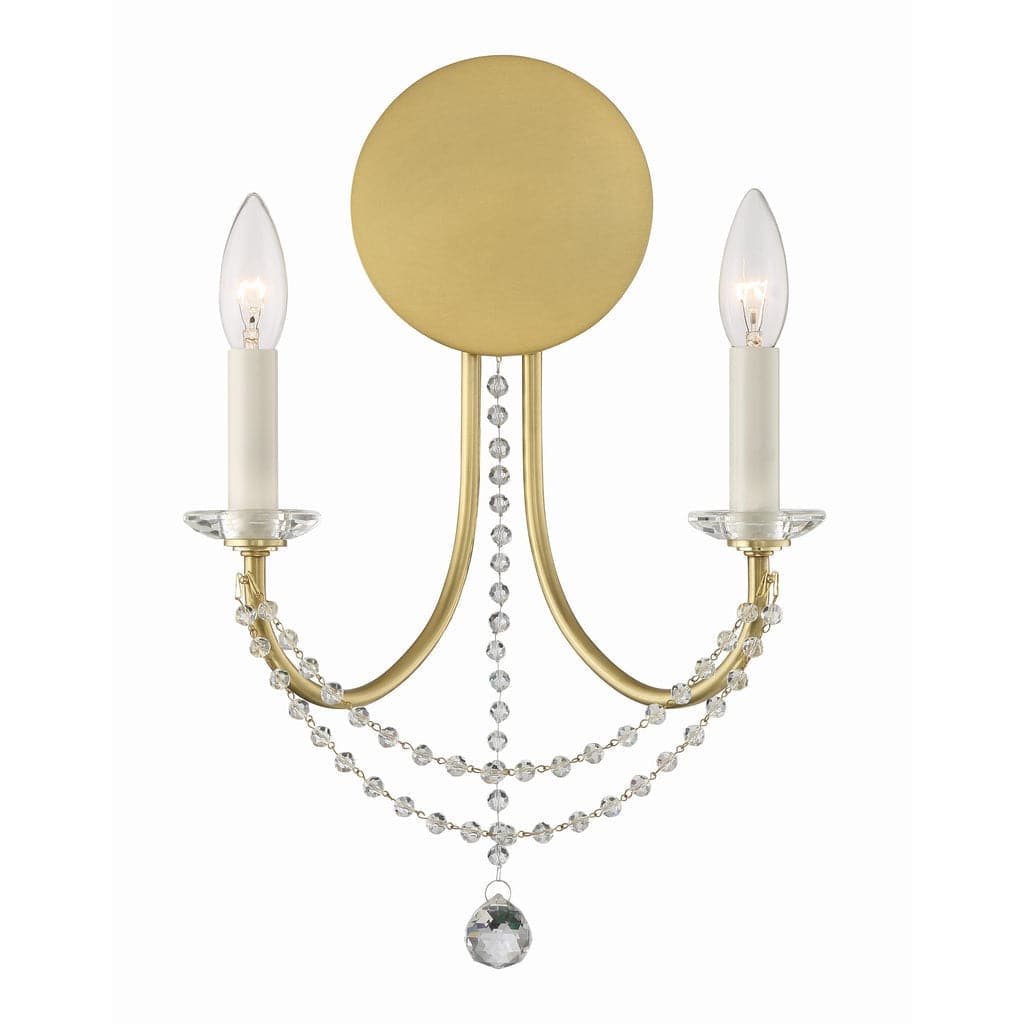 Delilah 2 Light Wall Mount-Crystorama Lighting Company-CRYSTO-DEL-90802-MK-Flush MountsAged Brass-1-France and Son