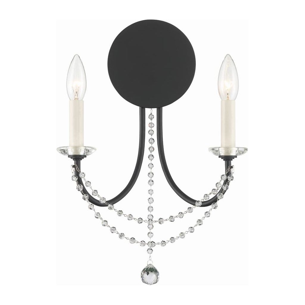 Delilah 2 Light Wall Mount-Crystorama Lighting Company-CRYSTO-DEL-90802-AG-Flush MountsMatte Black-5-France and Son