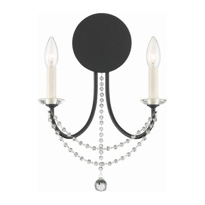 Delilah 2 Light Wall Mount-Crystorama Lighting Company-CRYSTO-DEL-90802-AG-Flush MountsMatte Black-5-France and Son