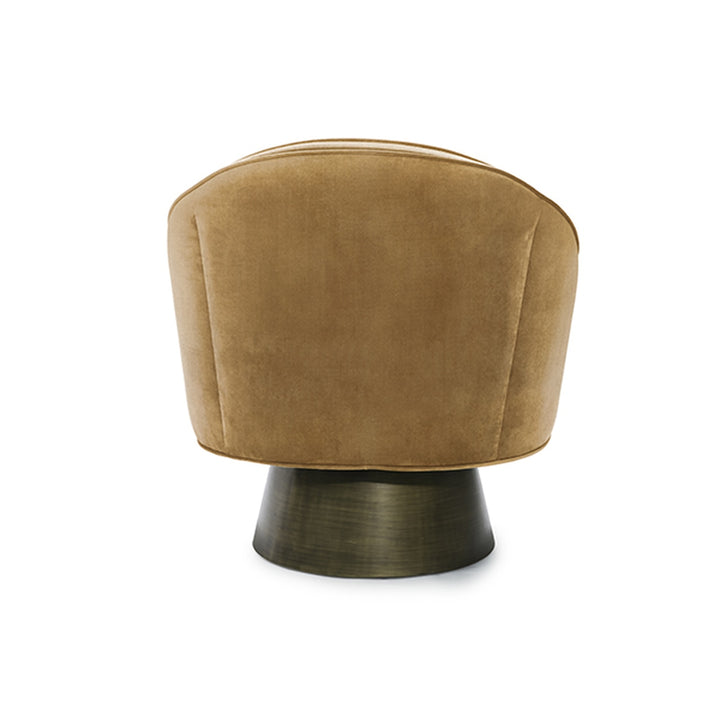 Dominic Modern Swivel Chair with Bronze Base-Worlds Away-WORLD-DOMINIC CML-Lounge ChairsCAMEL VELVET-7-France and Son