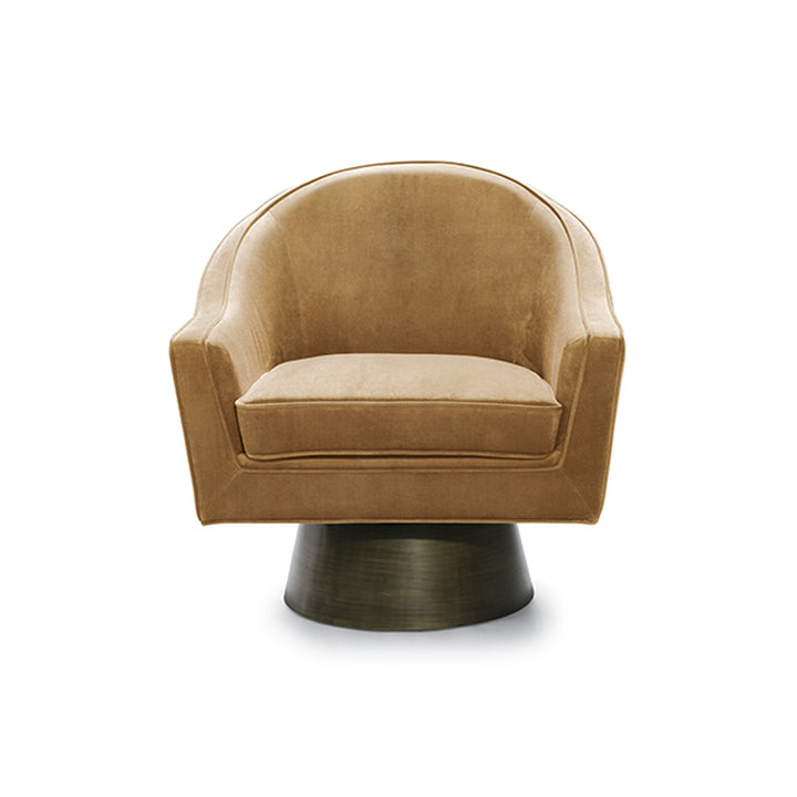 Dominic Modern Swivel Chair with Bronze Base-Worlds Away-WORLD-DOMINIC CML-Lounge ChairsCAMEL VELVET-1-France and Son