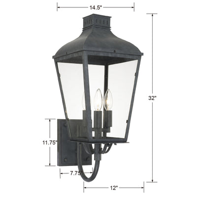 Dumont Outdoor 3 Light Wall Mount-Crystorama Lighting Company-CRYSTO-DUM-9802-GE-Wall Lighting-4-France and Son