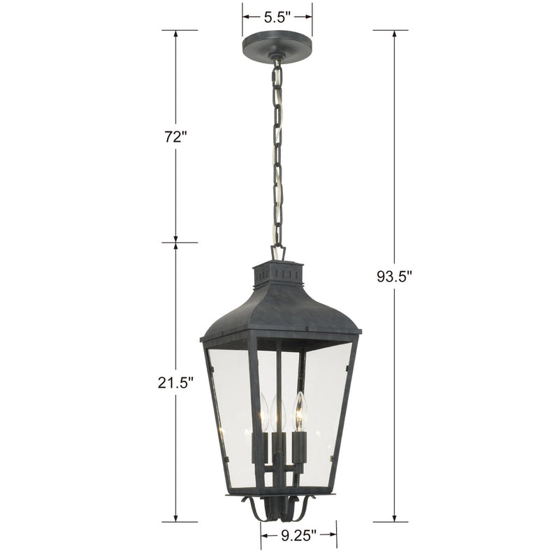 Dumont Outdoor 3 Light Chandelier-Crystorama Lighting Company-CRYSTO-DUM-9805-GE-Outdoor Chandeliers-3-France and Son
