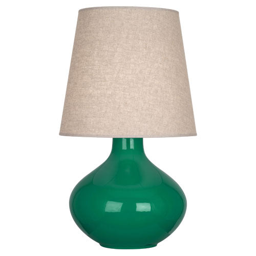 June Table Lamp - Buff Linen Shade-Robert Abbey Fine Lighting-ABBEY-EG991-Table LampsEmerald-9-France and Son