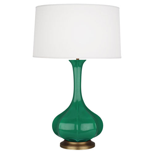 Pike Table Lamp - Aged Brass Base-Robert Abbey Fine Lighting-ABBEY-EG994-Table LampsEmerald-22-France and Son