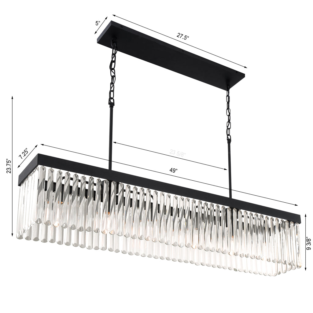 Emory 6 Light Linear Chandelier-Crystorama Lighting Company-CRYSTO-EMO-5407-BF-ChandeliersBlack-5-France and Son