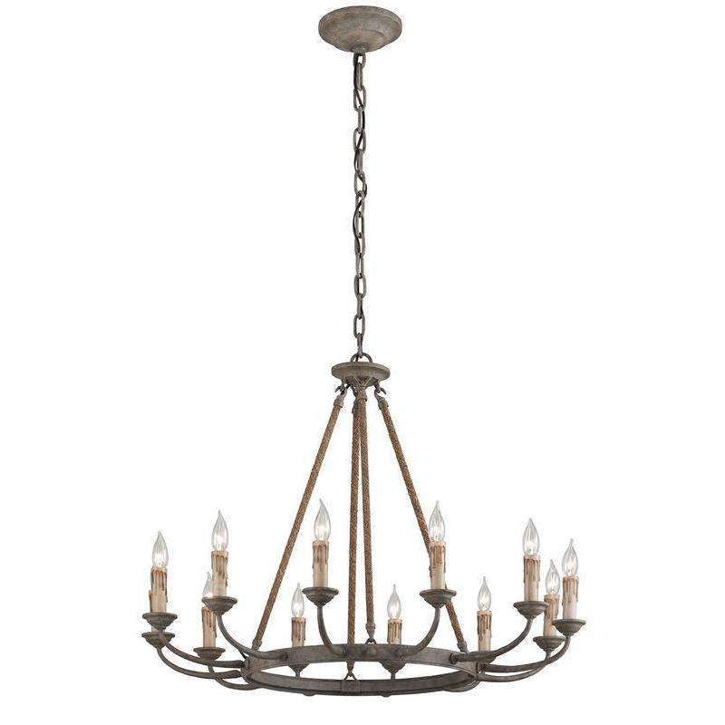 Cyrano 12Lt Chandelier Earthen Bronze-Troy Lighting-TROY-F6117-Chandeliers-1-France and Son