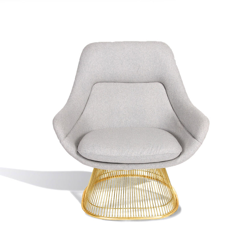 Mid Century Platner Lounge Chair-France & Son-FB9180OWHTCHRGOLD-Lounge ChairsPolished Gold / Grey Fabric-1-France and Son
