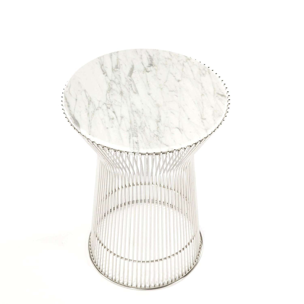 Carrara Marble Platner Side Table-France & Son-FB919TMWHT-Side Tables-2-France and Son