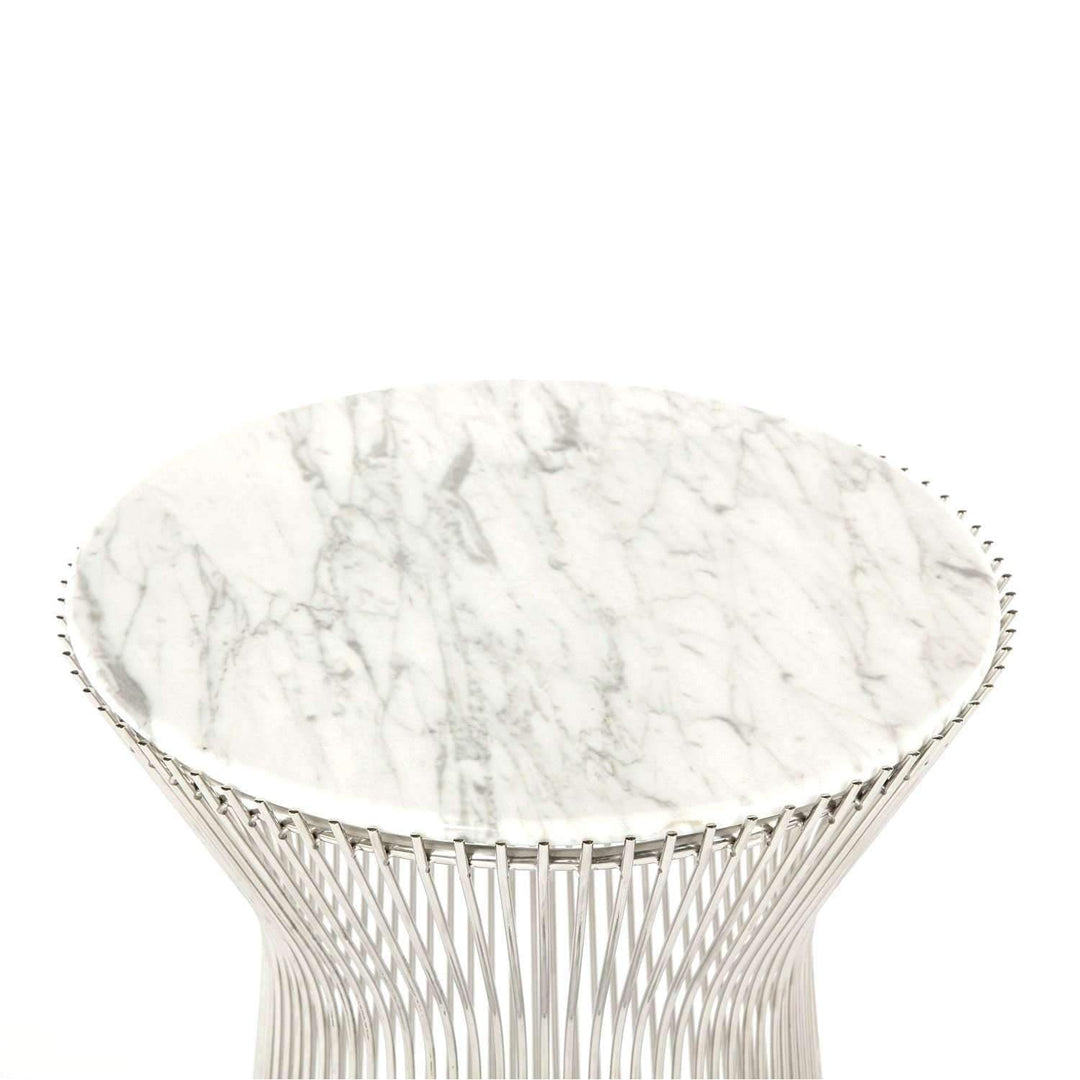 Carrara Marble Platner Side Table-France & Son-FB919TMWHT-Side Tables-3-France and Son