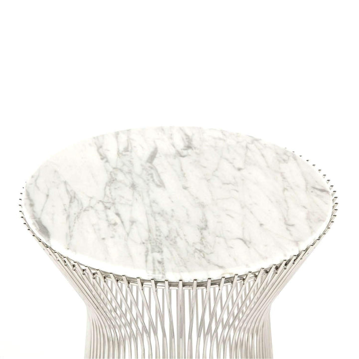 Carrara Marble Platner Side Table-France & Son-FB919TMWHT-Side Tables-3-France and Son