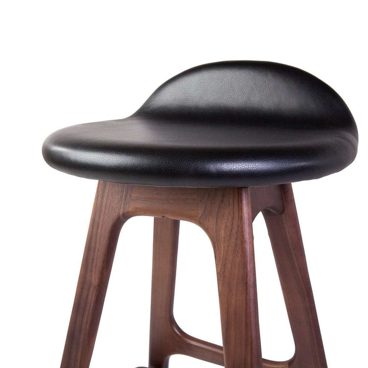 Buch Leather Counter Stool with Walnut Frame-France & Son-FEB9727ABLK51-Bar Stools-2-France and Son