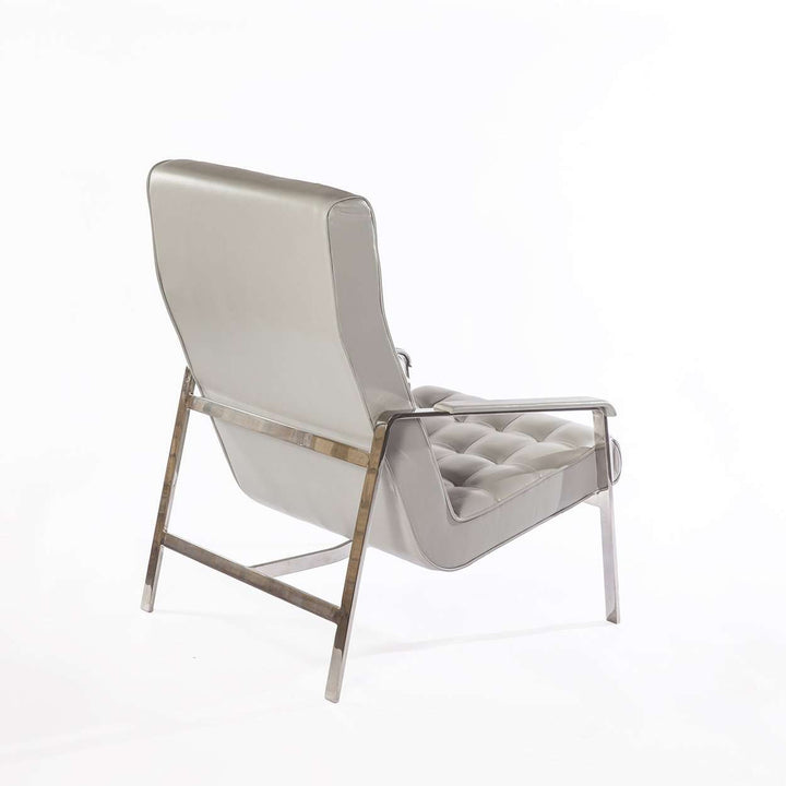 Hermes Tufted Leather Lounge Chair-France & Son-FEC6049GREY-Lounge Chairs-3-France and Son