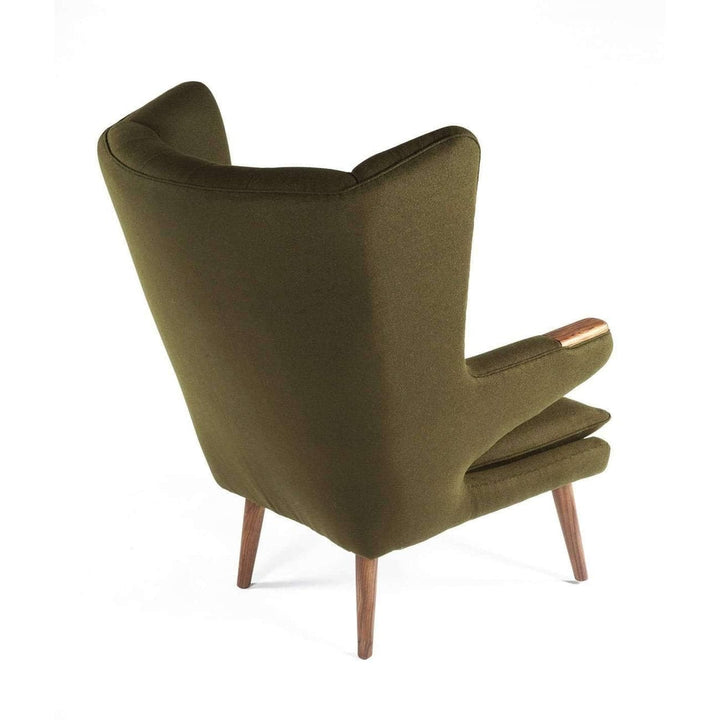 Wegner Papa Bear Chair and Ottoman - Green-France & Son-FEC8539GRN-Lounge Chairs-4-France and Son