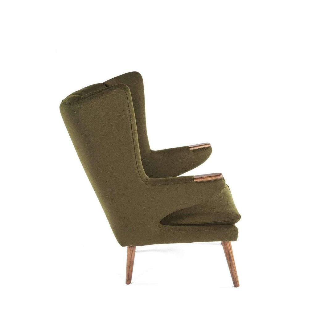 Wegner Papa Bear Chair and Ottoman - Green-France & Son-FEC8539GRN-Lounge Chairs-3-France and Son