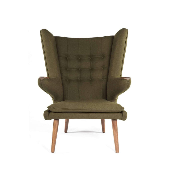 Wegner Papa Bear Chair and Ottoman - Green-France & Son-FEC8539GRN-Lounge Chairs-2-France and Son