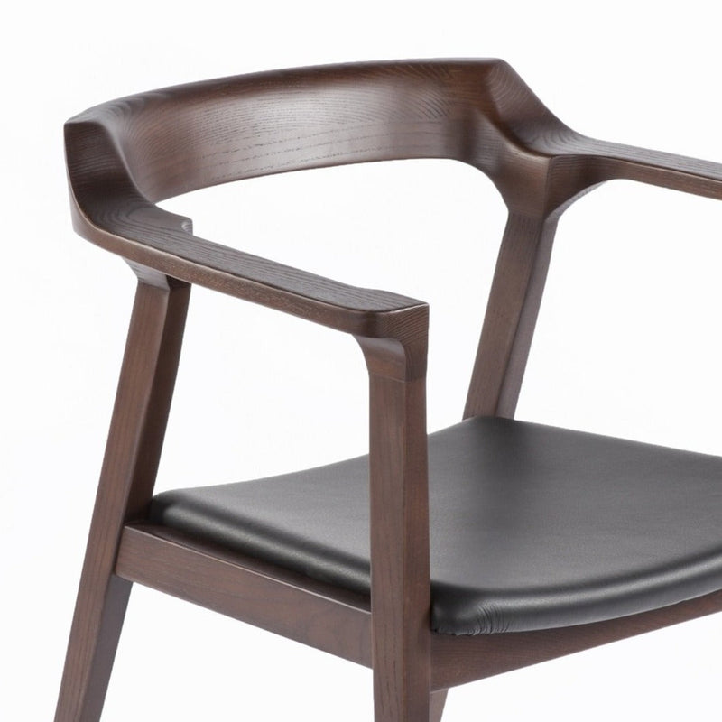 Kaiser Dining Arm Chair - Black Leather-France & Son-FEC9022BLKWAL-Dining Chairs-4-France and Son