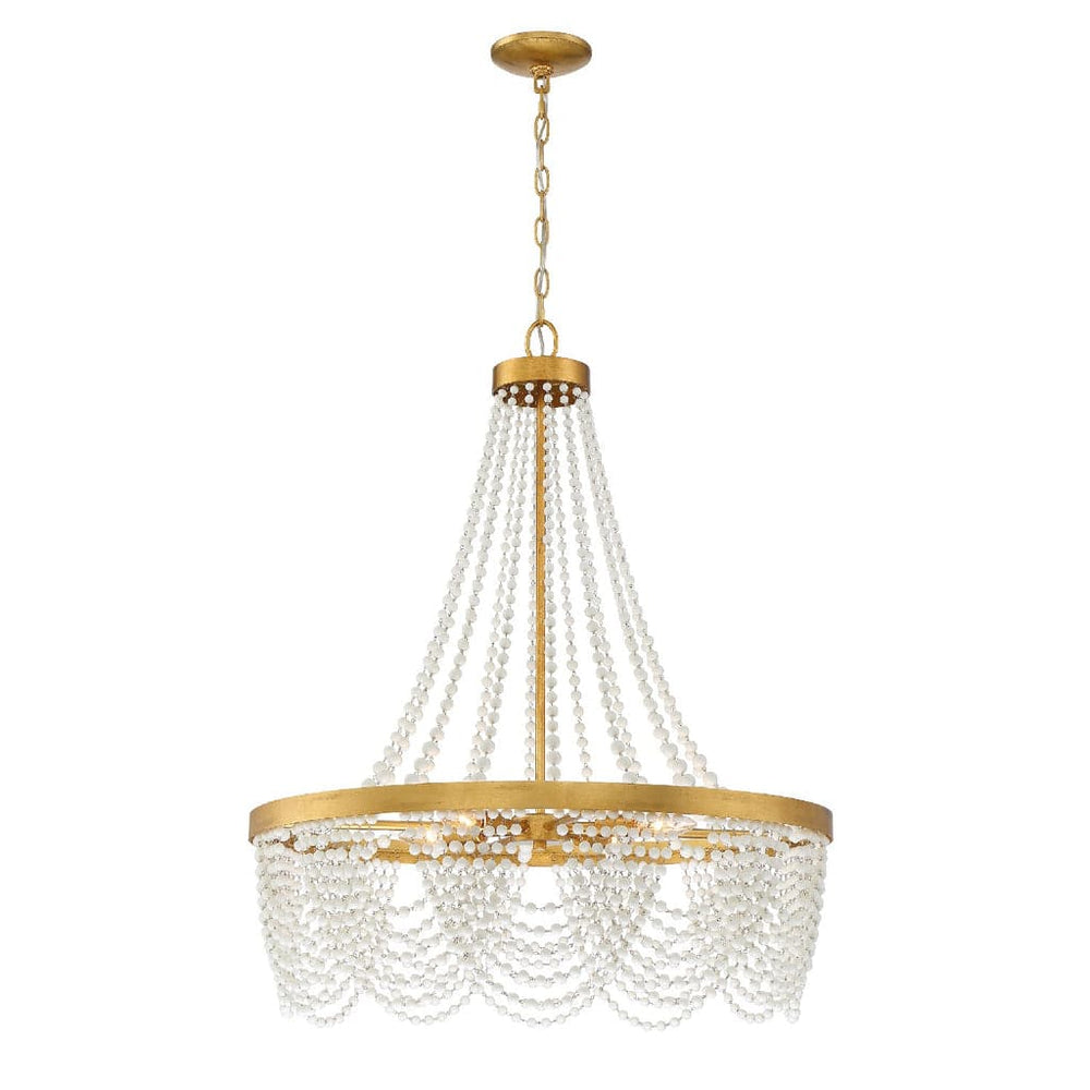 Fiona 4 Light Chandelier-Crystorama Lighting Company-CRYSTO-FIO-A9104-GA-WH-ChandeliersWhite Glass Beads-2-France and Son