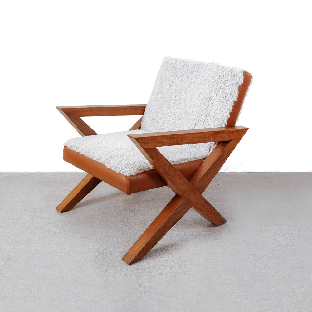 Jeanneret X Lounge Chair - Shearling-France & Son-FL1019-Lounge Chairs-1-France and Son