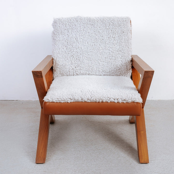 Jeanneret X Lounge Chair - Shearling-France & Son-FL1019-Lounge Chairs-2-France and Son