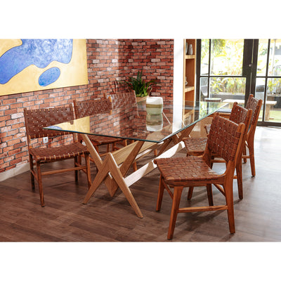 Cahyo Woven Leather Dining Chair-France & Son-FL1020DBRN-Dining ChairsBrown-5-France and Son