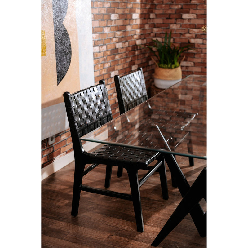 Cahyo Woven Leather Dining Chair-France & Son-FL1020DBRN-Dining ChairsBrown-11-France and Son