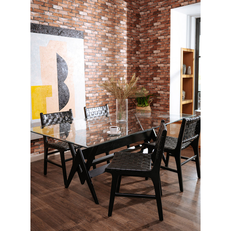 Cahyo Woven Leather Dining Chair-France & Son-FL1020DBRN-Dining ChairsBrown-6-France and Son