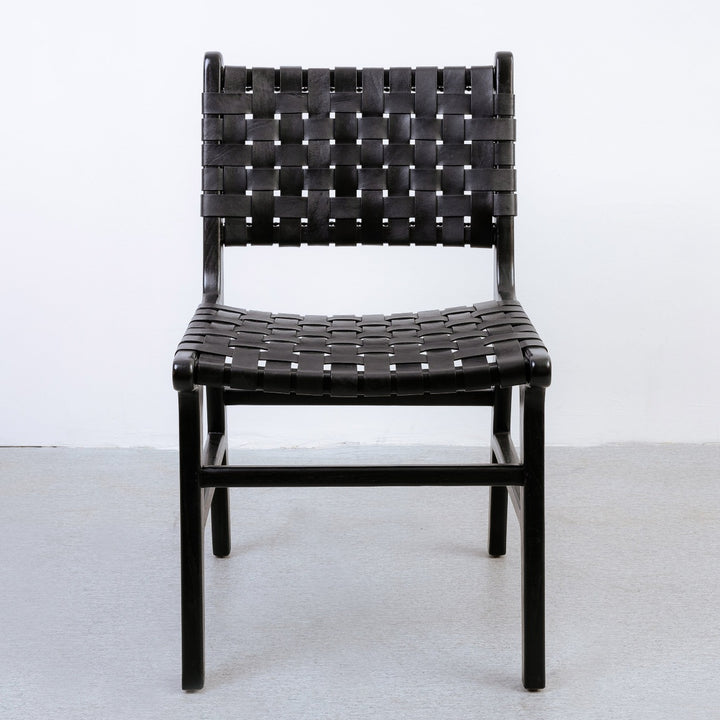 Cahyo Woven Leather Dining Chair-France & Son-FL1020DBRN-Dining ChairsBrown-7-France and Son