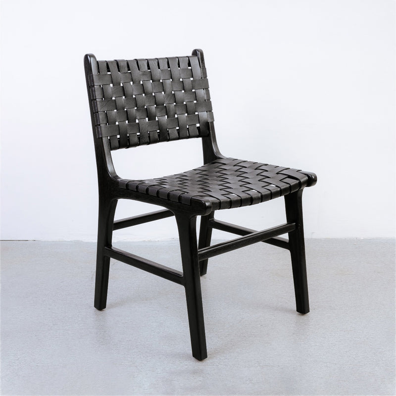 Cahyo Woven Leather Dining Chair-France & Son-FL1020BLK-Dining ChairsBlack-9-France and Son