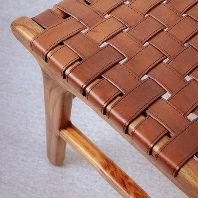 Cahyo Woven Leather Dining Chair-France & Son-FL1020DBRN-Dining ChairsBrown-4-France and Son