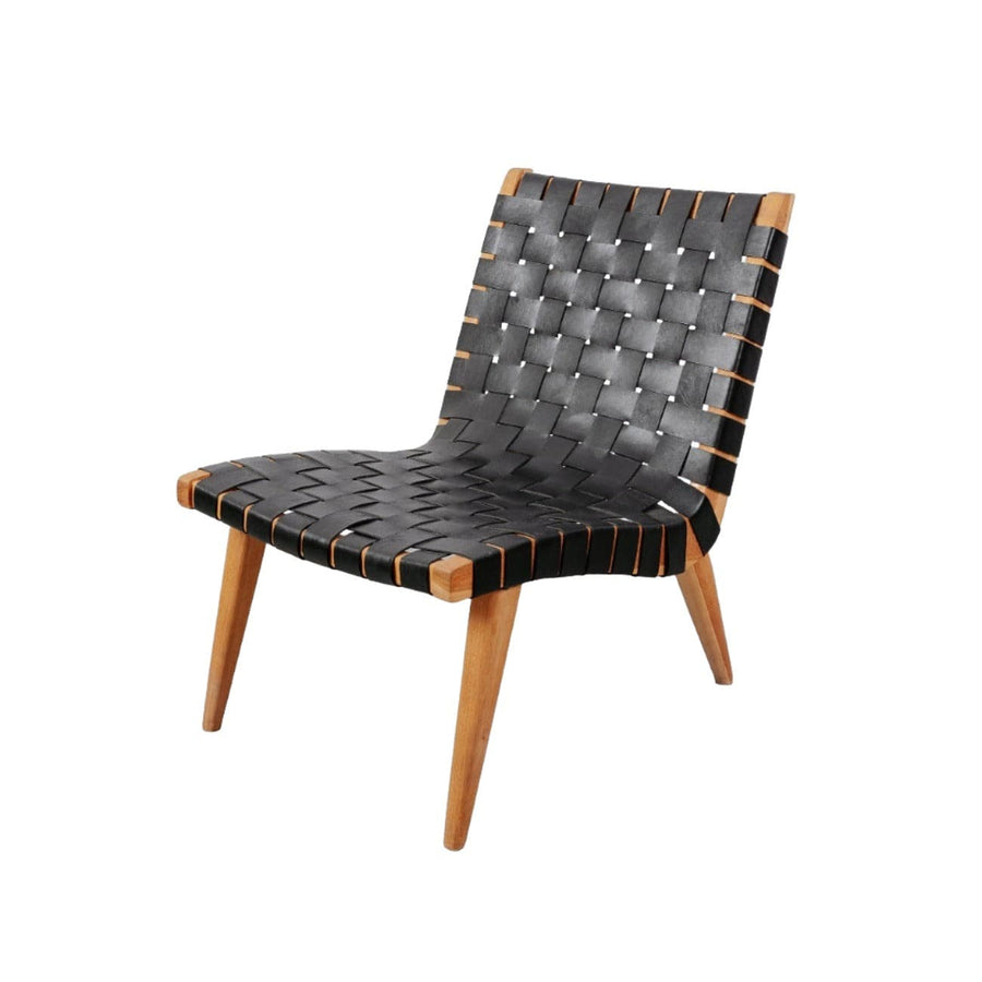 Risom Leather Lounge Chair-France & Son-FL1060BLK-Lounge ChairsBlack-6-France and Son