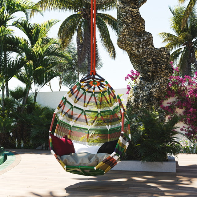 Rainbow Hanging Canopy Chair-France & Son-FL1064-Outdoor Lounge Chairs-2-France and Son