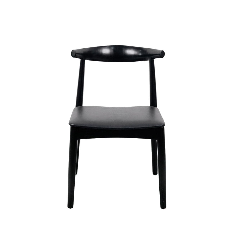 Wegner Elbow Chair - Black-France & Son-FL1078BKBK-Dining Chairs-1-France and Son